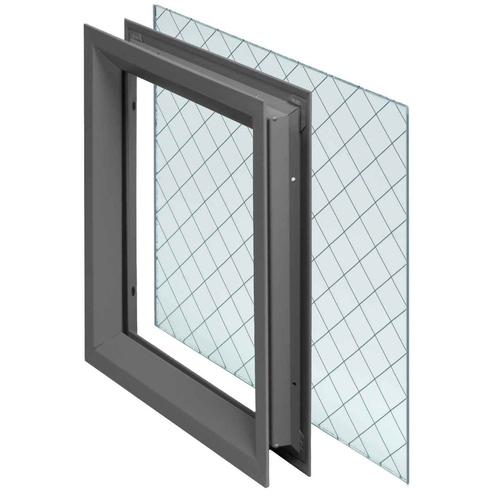NGP L-FRA100-12X12-DKB Fire-Rated Lite Kit with 1/4" Wired Glass and Glazing Tape - Dark Bronze
