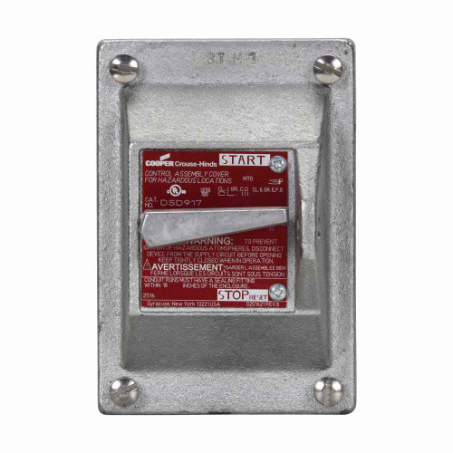 Crouse-Hinds DSD917 Eaton series DSD manual motor starter cover and device sub-assembly, 20A/30A, 3-pole, 7.5 HP/15 HP, Arrow Hart, Feraloy iron alloy, 250/600 Vac