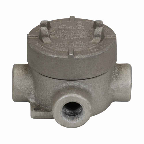 Crouse-Hinds EAJX16 SA Eaton series Condulet EAJ conduit outlet box with cover, 3-3/16" cover opening diameter, Copper-free aluminum, X shape, 1/2" Crouse-Hinds EAJX16 SA Eaton series Condulet EAJ conduit outlet box with cover, 3-3/16" cover opening diameter, Copper-free aluminum, X shape, 1/2"