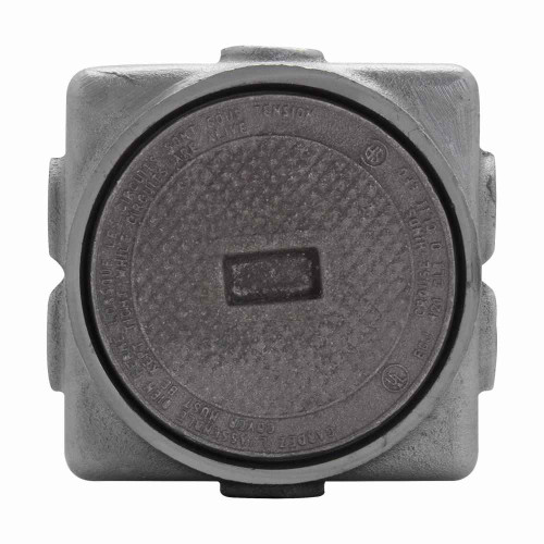 Crouse-Hinds EGJ421 Eaton series EGJ junction box, 3/4" back hubs, 4-3/16" depth, Feraloy iron alloy, 2 back hubs, 6 side hubs, 3/4" side hubs