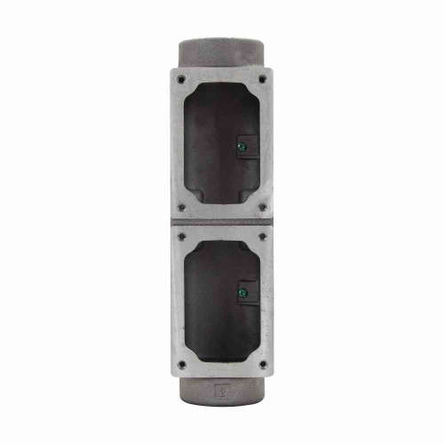 Crouse-Hinds EDSCM62 Eaton series EDSCM modular control device body, With two 2" hubs and two 1-1/4" hubs, Copper-free aluminum, Two-gang tandem, Through feed, 2", DSD device cover sub-assemblies