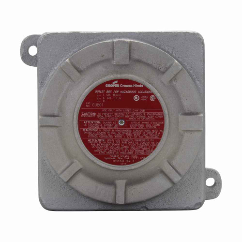 Crouse-Hinds GUB02 SA ATEX Eaton series GUB junction box, 7" cover opening, 8" x 10" x 5-7/8", Feraloy iron alloy, ATEX certified