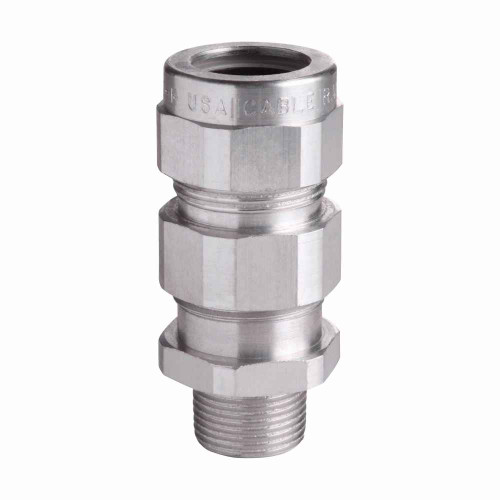 Crouse-Hinds TMC9352 BR Eaton series TMC cable gland,Metal-clad (interlocked or continuously welded corrugated armoured) and tray cable,Armoured gland, Brass, Outer Sheath:3.02-3.78",General purpose, 3-1/2" NPT,Armor Range:2.95-3.52"