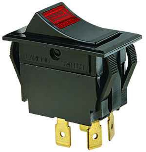 IDEAL Industries 774056 Rocker Switch, Red Light, DPST, On-Off, Spade