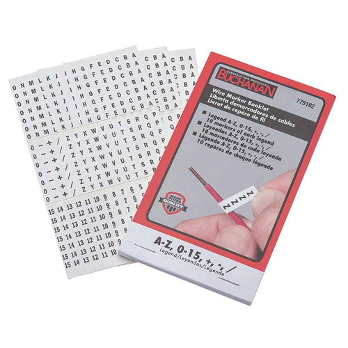 Ideal Industries Wire Marker Booklet A-Z 0-15 Symbols Adhesive Labels Plastic Cloth Construction