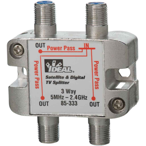 Ideal Industries 3-Way Satellite & Digital TV Splitter 2.4 GHz High Definition Signal Distribution System