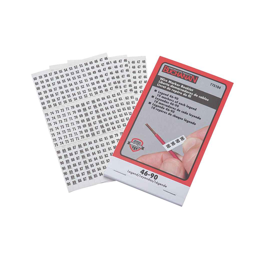 Ideal Industries Wire Marker Booklet Legend 46-90 Self-Adhesive Perforated Plastic Cloth