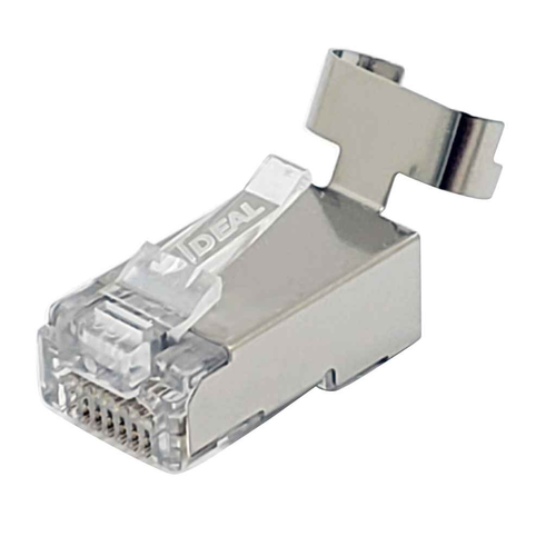 Ideal Industries RJ45 Connector CAT6A CAT6 CAT5e Shielded Feed-Thru 0.048 Max Conductors Gold Plated 100 Pack