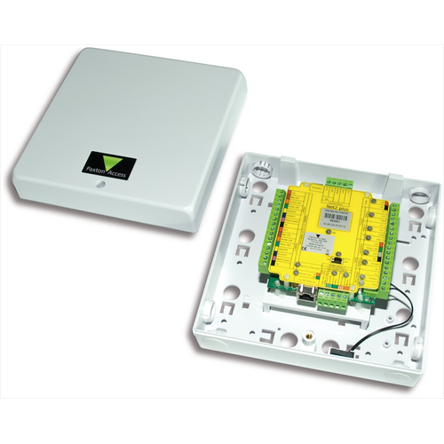 Paxton Net2 Plus, Single Door Controller with ABS Plastic Enclosure, Wall Mount, TCP/IP, DHCP, 26 Bit Wiegand, 12-24VDC, UL, FCC
