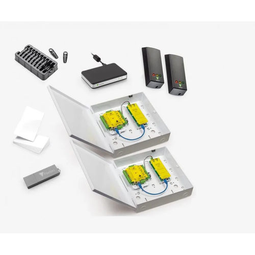 Paxton Net2, 2 Door Kit, Net2 Plus Single Door Controller w/Metal Housing, PoE+ PSU, P50 Mullion Readers, USB Enrollment Reader, Net2 Pro Software, Prox Key Fobs, ISO Cards Less Magstripe