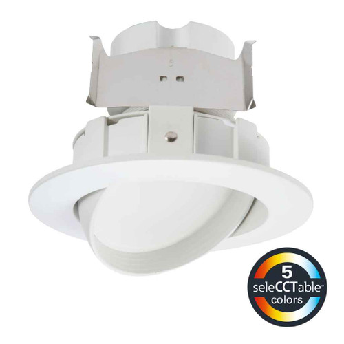 Halo RA4089S1EWHR 4" LED Adjustable Gimbal, 800 lumens(nom), 90 CRI mini,white tuning, selectable CCT 2700K-5000K, 120V 60Hz leading/trailing edge phase cut 5%dimming,Matte white baffle,Recyclable 4-color unit carton