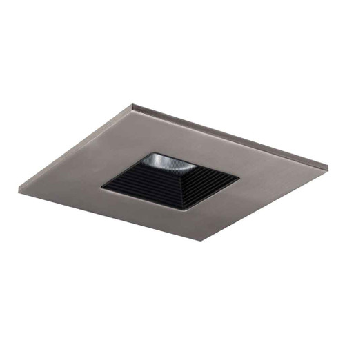 Halo TLS408SNBB 4" LED Trim, Square Baffle Trim with Solite(R) Regressed Lens, Black Baffle, Satin Nickel Ring, Shower Rated