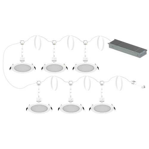 RAB DAISYKIT6 (6)-6" DAISY WAFER 12W 1000LM CRI90 5CCT SMOOTH + (1)-DRIVER 120-277V 0-10V DIM + (1)-50FT CORD