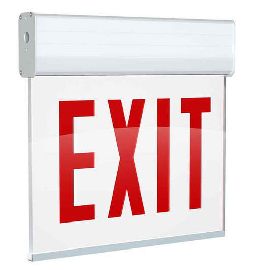 RAB EXITEDGE-1WPWNY/E EDGE-LIT EXIT SIGN 1-FACE NO ARROWS RED LETTERS WHITE PANEL NEW YORK BATTERY BACKUP WHITE