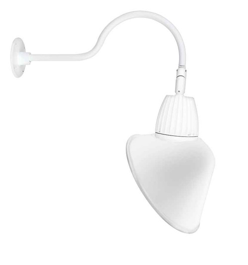 RAB GN1LED26YACW DECORATIVE 1247 LUMENS GOOSENECK 26W 3000K 24 INCHES ARM ANGLED CONE 15 INCHES WHITE RAB GN1LED26YACW DECORATIVE 1247 LUMENS GOOSENECK 26W 3000K 24 INCHES ARM ANGLED CONE 15 INCHES WHITE