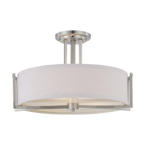 NUVO Lighting NUV-60-4758 Gemini - 3 Light - Semi-Flush Fixture with Slate Gray Fabric Shade