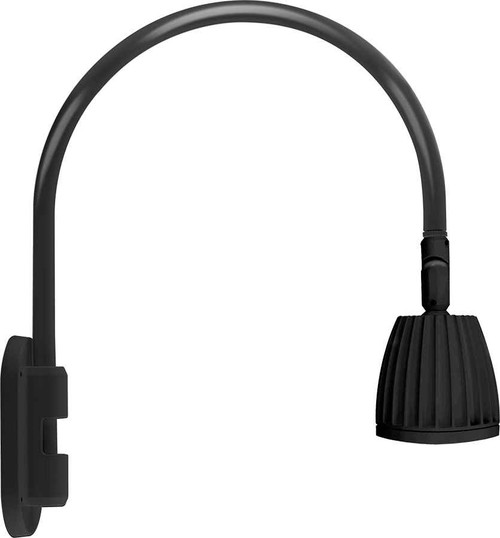 RAB GN4LED26YSB DECORATIVE 1390 LUMENS GOOSENECK 26W 3000K 20 INCHES HIGH & 19 INCHES FROM THE WALL SPOT 15 INCHES BLACK