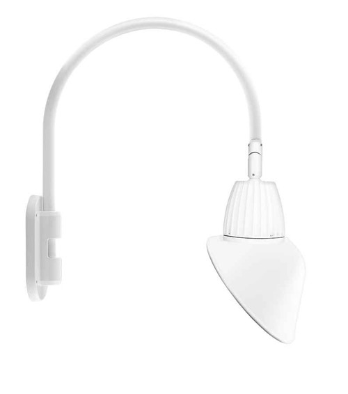 RAB GN4LED26YAC11W DECORATIVE 1247 LUMENS GOOSENECK 26W 3000K 20 INCHES HIGH & 19 INCHES FROM THE WALL ANGLED CONE 11 INCHES WHITE RAB GN4LED26YAC11W DECORATIVE 1247 LUMENS GOOSENECK 26W 3000K 20 INCHES HIGH & 19 INCHES FROM THE WALL ANGLED CONE 11 INCHES WHITE