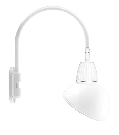 RAB GN4LED13YADW DECORATIVE 554 LUMENS GOOSENECK 13W 3000K 20 INCHES HIGH & 19 INCHES FROM THE WALL ANGLED DOME 15 INCHES WHITE RAB GN4LED13YADW DECORATIVE 554 LUMENS GOOSENECK 13W 3000K 20 INCHES HIGH & 19 INCHES FROM THE WALL ANGLED DOME 15 INCHES WHITE