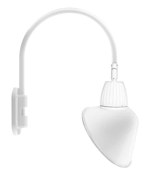 RAB GN4LED13NACW DECORATIVE 599 LUMENS GOOSENECK 13W 4000K 20 INCHES HIGH & 19 INCHES FROM THE WALL ANGLED CONE FLOOD 15 INCHES WHITE RAB GN4LED13NACW DECORATIVE 599 LUMENS GOOSENECK 13W 4000K 20 INCHES HIGH & 19 INCHES FROM THE WALL ANGLED CONE FLOOD 15 INCHES WHITE