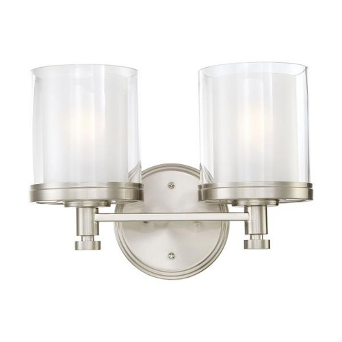 NUVO Lighting NUV-60-4642 Decker - 2 Light - Vanity Fixture with Clear and Frosted Glass
