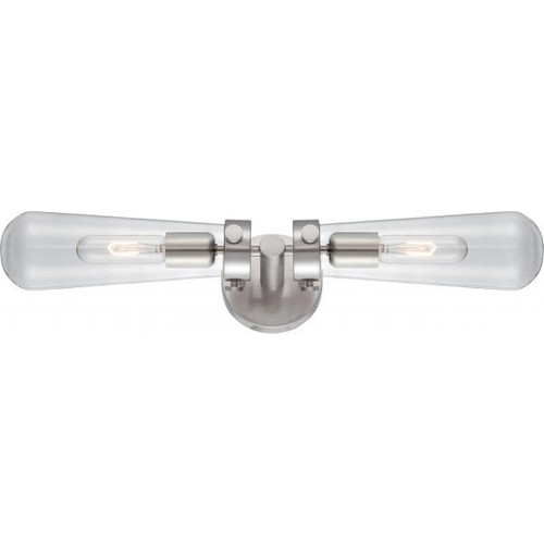 NUVO Lighting NUV-60-5263 Beaker - 2 Light - Wall Sconce with Clear Glass - Vintage lamps Included