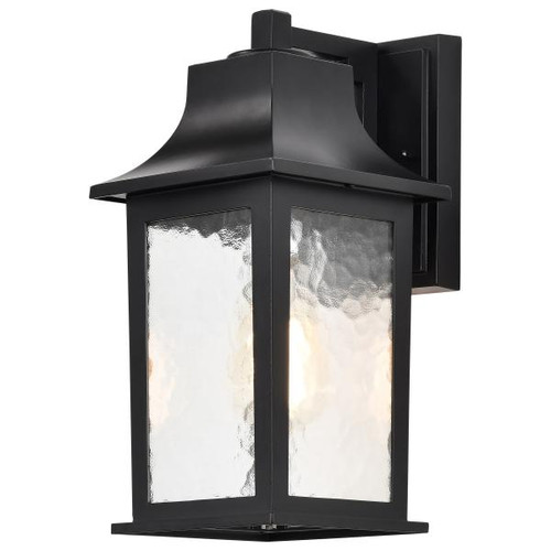 NUVO Lighting NUV-60-5959 Stillwell Collection Outdoor 13 inch Wall Light - Matte Black Finish with Clear Water Glass