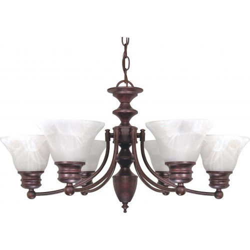 NUVO Lighting NUV-60-358 Empire - 6 Light - 26 in. - Chandelier with Alabaster Glass Bell Shades