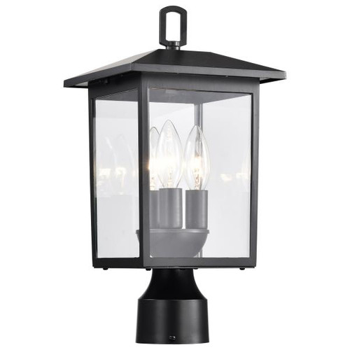 NUVO Lighting NUV-60-5932 Jamesport Collection Outdoor 15 inch Post Light Pole Lantern - Matte Black with Clear Glass