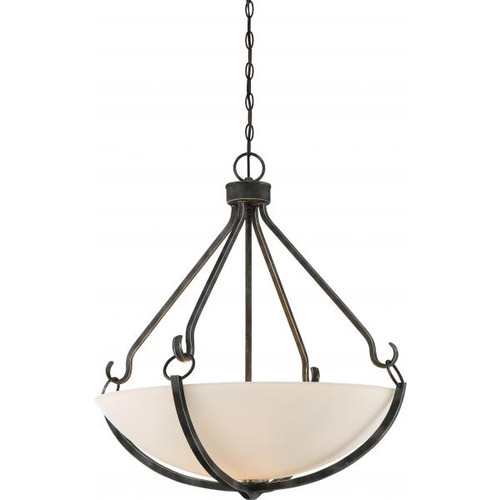 NUVO Lighting NUV-60-6125 4 Light - Sherwood Pendant - Iron Black with Brushed Nickel Accents Finish - Frosted Etched Glass