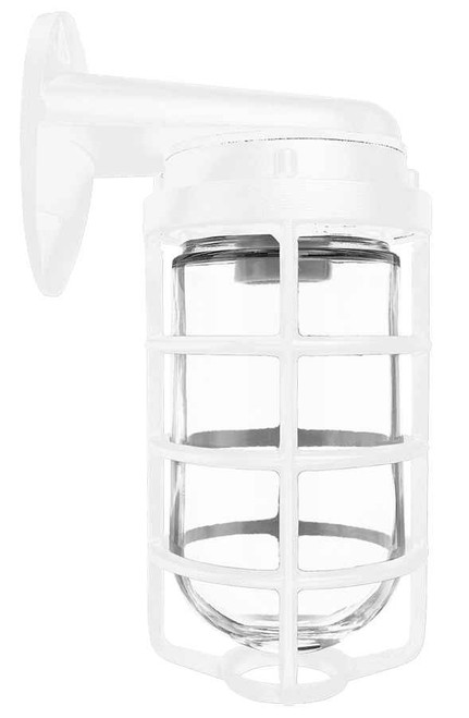 RAB VBR100DGW VAPORPROOF VBR 100 WALL BRACKET WHITE WITH GLOBEGLOBE CAST GUARD