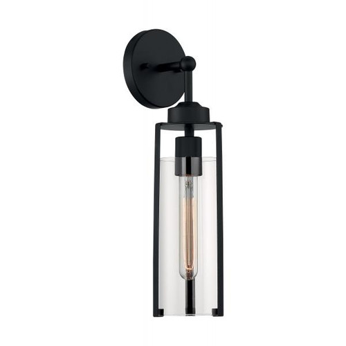 NUVO Lighting NUV-60-7161 Marina - 1 Light - Wall Sconce Fixture - Matte Black Finish with Clear Glass