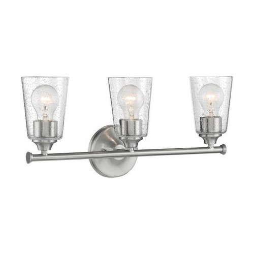 NUVO Lighting NUV-60-7183 Bransel - 3 Light - Vanity Fixture - Brushed Nickel Finish with Clear Seeded Glass