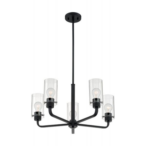 NUVO Lighting NUV-60-7275 Sommerset - 5 Light - Chandelier Fixture - Matte Black Finish with Clear Glass