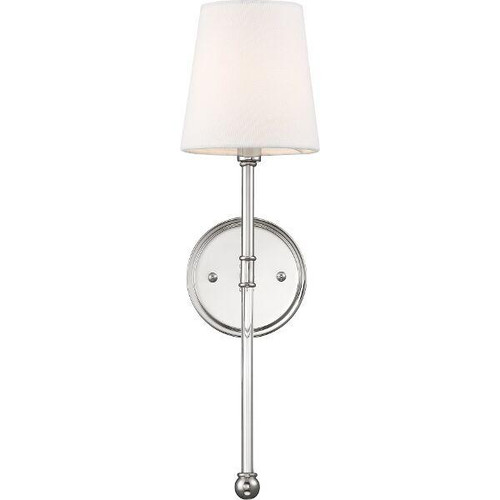 NUVO Lighting NUV-60-6688 Olmstead - 1 Light - Wall Sconce - Polished Nickel Finish with White Linen Shade