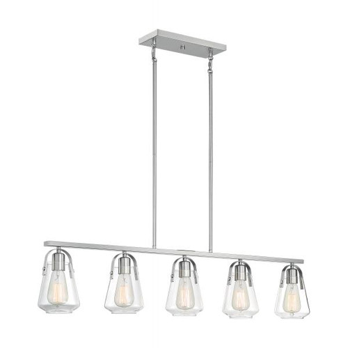 NUVO Lighting NUV-60-7114 Skybridge - 5 Light - Island Pendant Fixture - Brushed Nickel Finish with Clear Glass