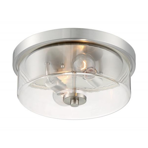 NUVO Lighting NUV-60-7168 Sommerset - 2 Light - Flush Mount Fixture - Brushed Nickel Finish with Clear Glass