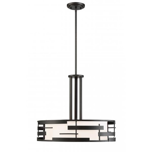 NUVO Lighting NUV-60-6435 Lansing - 3 Light - Pendant with White Fabric Shade and Opal Diffuser