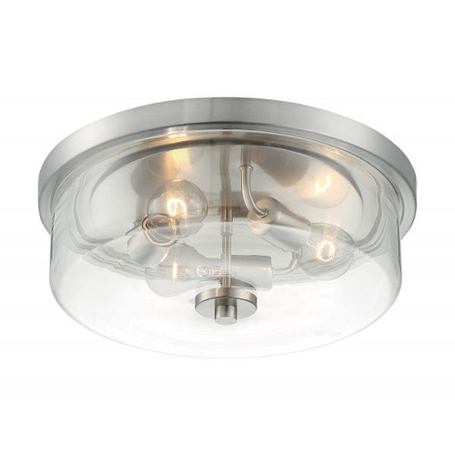 NUVO Lighting NUV-60-7169 Sommerset - 3 Light - Flush Mount Fixture - Brushed Nickel Finish with Clear Glass