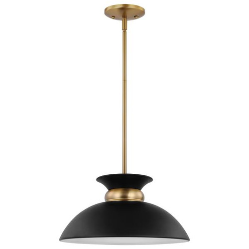 NUVO Lighting NUV-60-7460 Perkins - 1 Light - Small Pendant - Matte Black with Burnished Brass