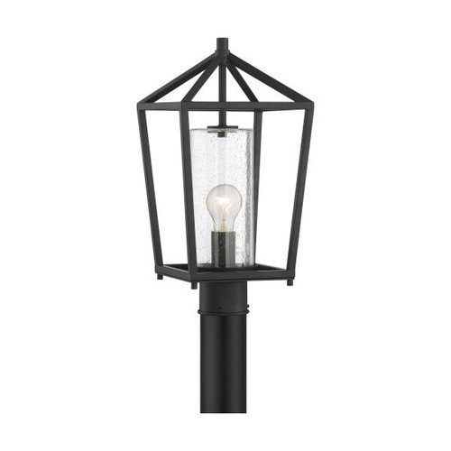 NUVO Lighting NUV-60-6595 Hopewell - 1 Light - Post Lantern - Matte Black Finish with Clear Seeded Glass