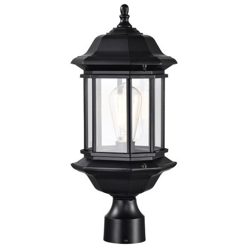 NUVO Lighting NUV-60-6115 Hopkins Outdoor Collection 18.5 inch Large Post Light Pole Lantern - Matte Black Finish with Clear Glass