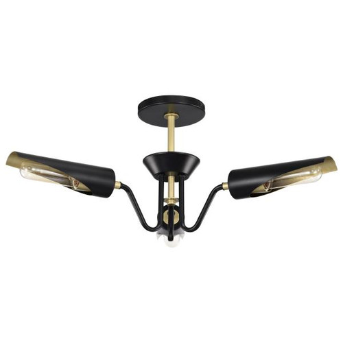 NUVO Lighting NUV-60-7296 Marc 3 Light Dinette - Matte Black Finish - Gold Accents