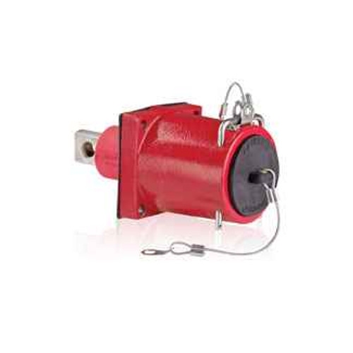 Leviton 49FR1-CR Rhino-Hide 49 Series Single Pole Female Receptacle (Color Coded Metal Housing, Contact, & Dust Cap), Single Hole Bus Bar, Industrial Grade, 313MCM-777MCM Cable, 1000 Volt, 1135 Amp Max - RED
