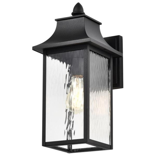 NUVO Lighting NUV-60-5998 Austen Collection Outdoor 17 inch Large Wall Light - Matte Black Finish with Clear Water Glass