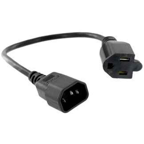 Leviton 48212-IEC IEC to NEMA adapter (NEMA 5-15R/ IEC 320 C14), 1' long, for use with 060-47605-PSA