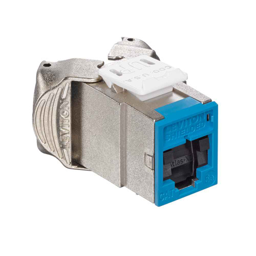 Leviton 5ESJK-SL5 Atlas-X1 Cat 5e Shielded QuickPort Jack with Shutters, Blue