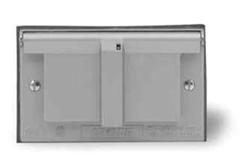 Leviton 4925-2 1-Gang Single 1.406 Inch Hole Device Receptacle Wallplate, Weather-Resistant, Die-Cast Zinc, Device Mount, Horizontal Self Closing Lid - Gray