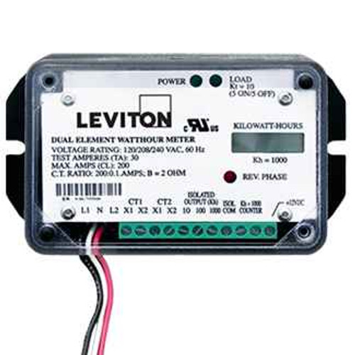 Leviton 7B201-H01 Mini Meter™ Submeter, Dual Element, No Enclosure, 120/240V, 2PH, 3W, 1.0 kWh Counter Output, 100:0.1, Electric Meter: Yes, Title 24 compliant, ASHRAE 90.1 compliant