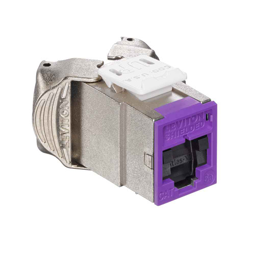 Leviton 5ESJK-SP5 Atlas-X1 Cat 5e Shielded QuickPort Jack with Shutters, Purple